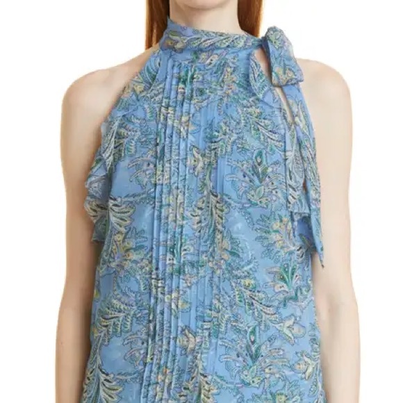 Veronica Beard Tops - Veronica Beard Dali Silk Light Blue Floral Halter Top Blouse. Size 8. Like New.